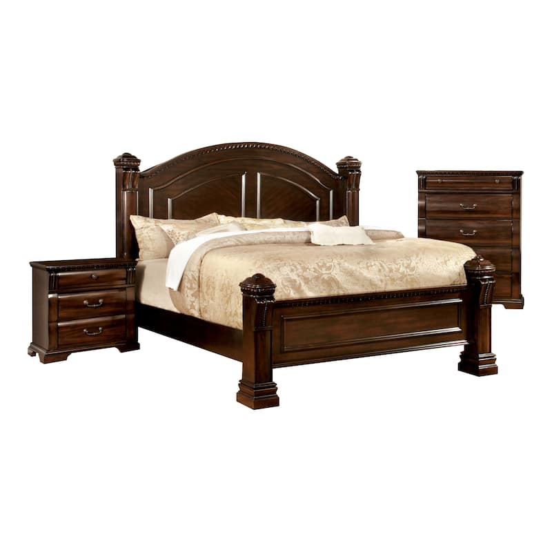 Tay Transitional Cherry Wood 3-Piece Poster Bedroom Set by Furniture of America