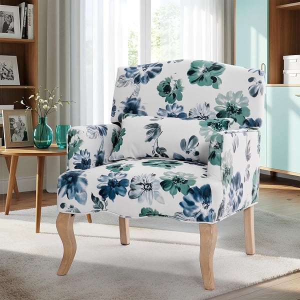 slide 2 of 38, EROMMY Floral Accent Chair for Living Room, Upholstered Wingback Armchair with Pillow.