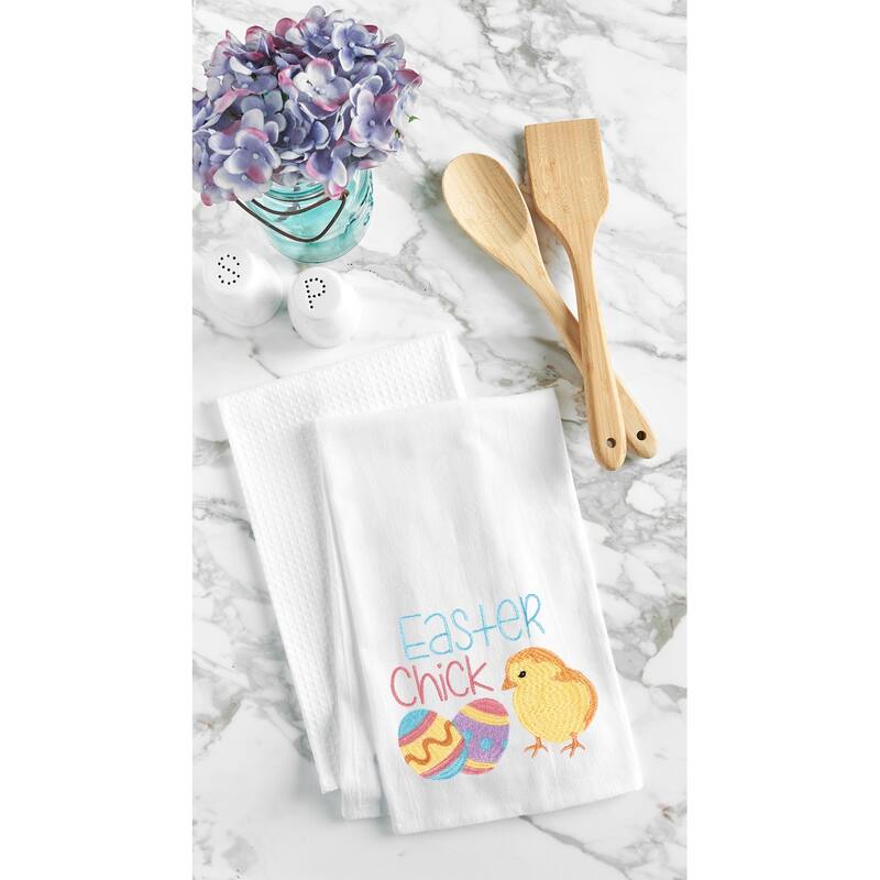 Easter chick Flour Sack Embroidered Cotton Kitchen Towel