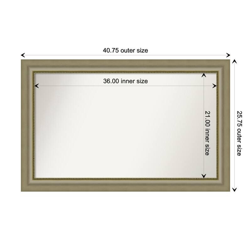 Vegas Silver Framed Non-Beveled Custom Wall Mirror, Bathroom Vanity Mirror - Outer Size: 40.75 x 25.75