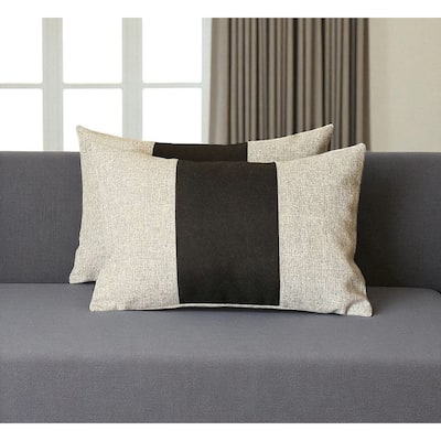 HomeRoots Set of Two 12" X 20" Black And Gray Lumbar Throw Pillows