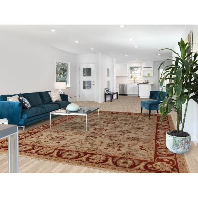 All-Over Floral Chobi Peshawar Rug Hand-Knotted Wool Carpet - 9'0"x 11'9"