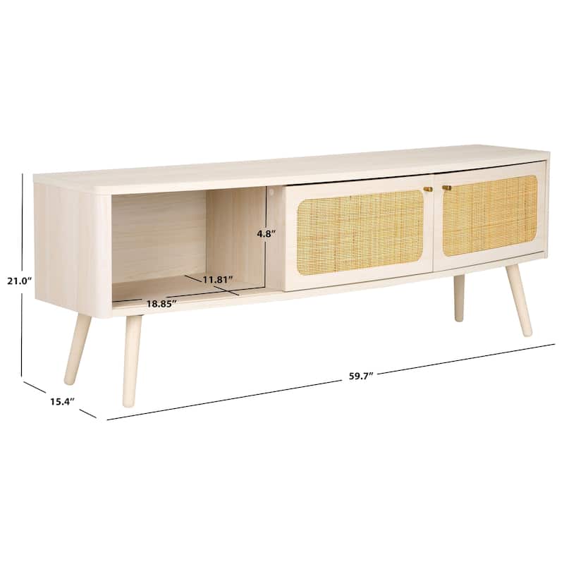 SAFAVIEH Home Cielle 2 Door Media Stand. - 60"Wx15"Dx21"H - Bleached White/Natural
