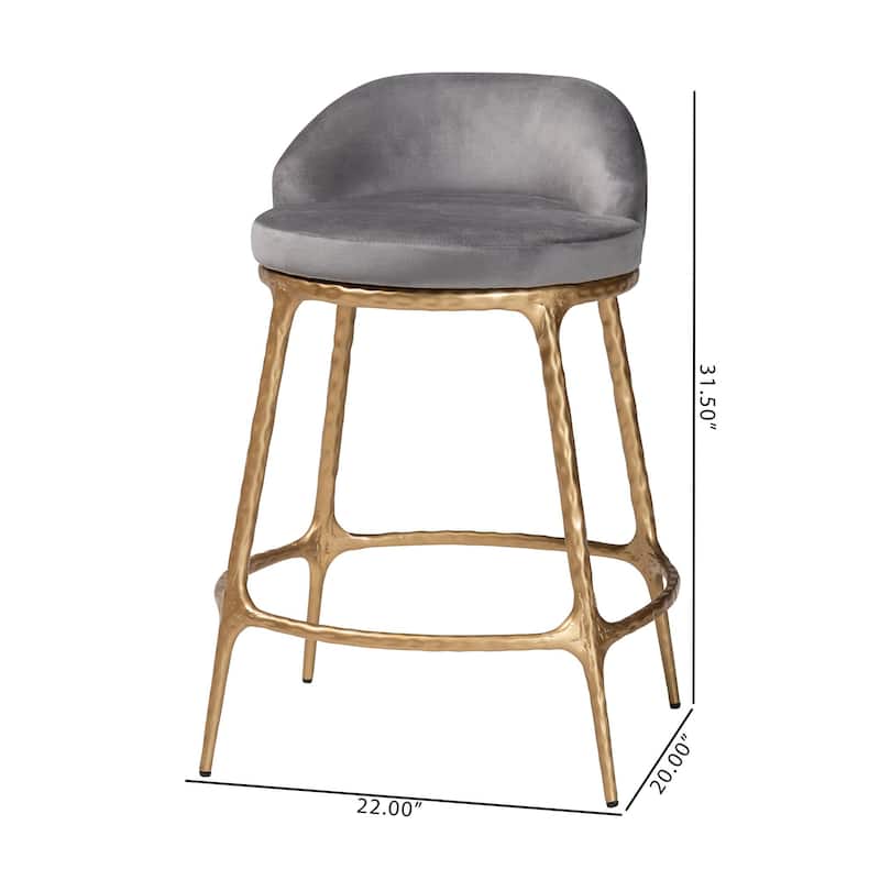 Aarush Counter Stool - Modern Rustic Seating with Hand-Forged Metal Frame and Low Back for Kitchen Island or Lounge