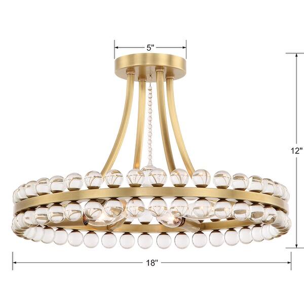 Clover 4 Light Aged Brass Ceiling Mount - 18'' W x 12'' H