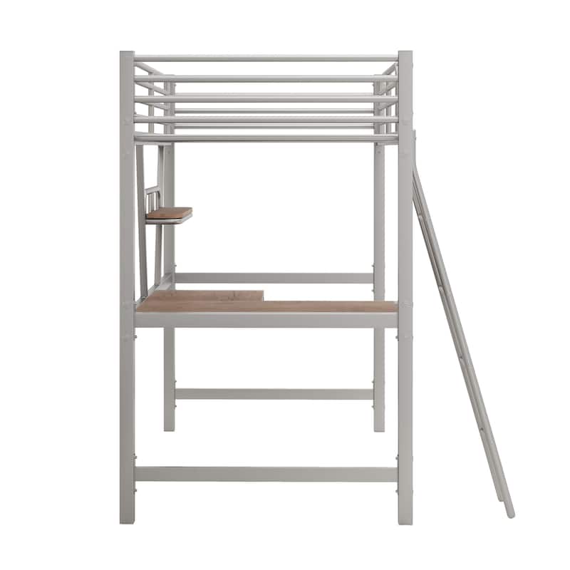 Loft Metal&MDF Bed with Desk and Shelf