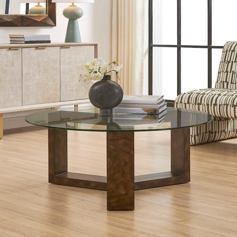 Uttermost Ignis Round Glass Coffee Table - 42.00" W x 16.50" H x 42.00" D