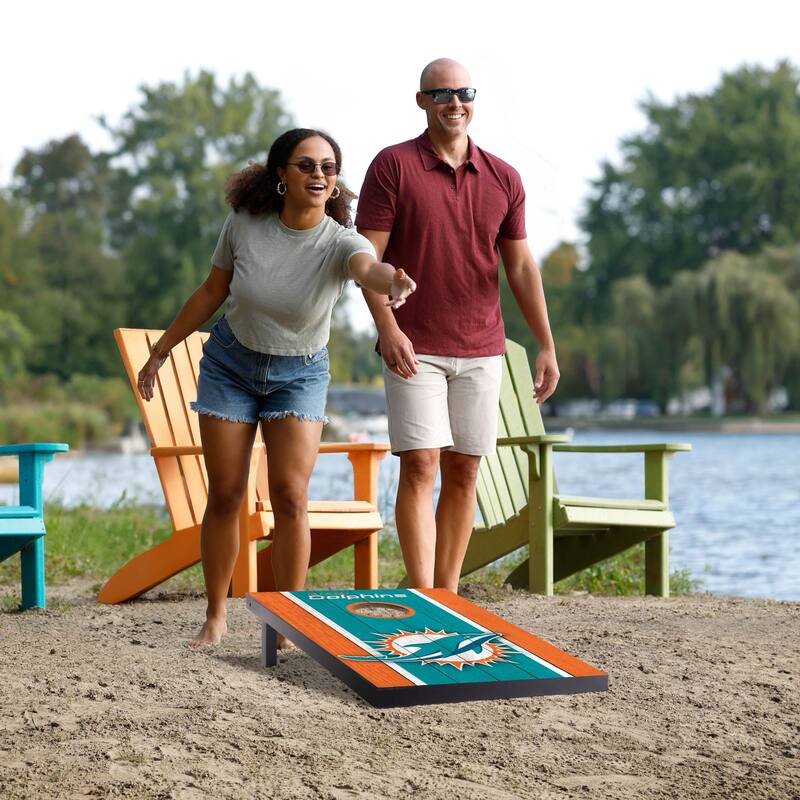 Miami Dolphins NFL Compact 2x3 Tailgate Cornhole Board Set