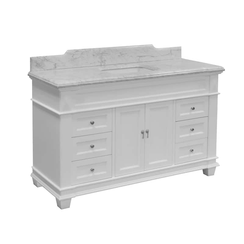 KitchenBathCollection Elizabeth 60" Single Bathroom Vanity with Carrara Marble Top