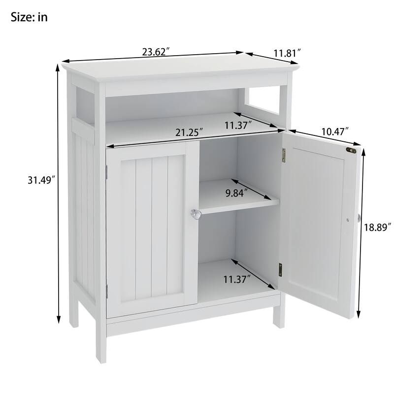 White Bathroom Standing Storage Cabinet with Double Shutter Doors - 31.5" x 24" x 11.8"
