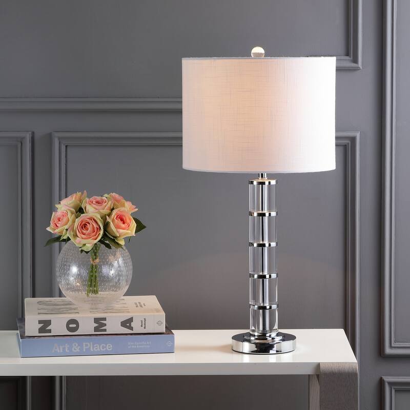 June 26" Crystal LED Table Lamp, Clear/Chrome by JONATHAN Y
