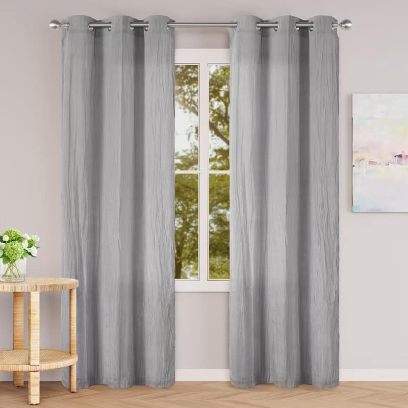 Cotton Blend Broomstick Crush Grommet Curtain Pair