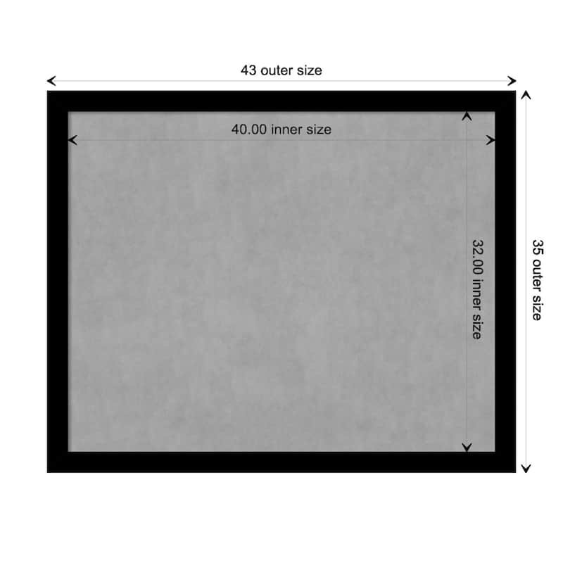 Amanti Art Basic Black Narrow Framed Magnetic Board - Board Size 40x32