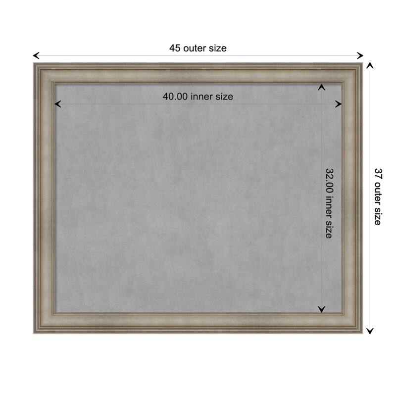 Amanti Art Mezzanine Antique Silver Narrow Framed Magnetic Board - Board Size 40x32