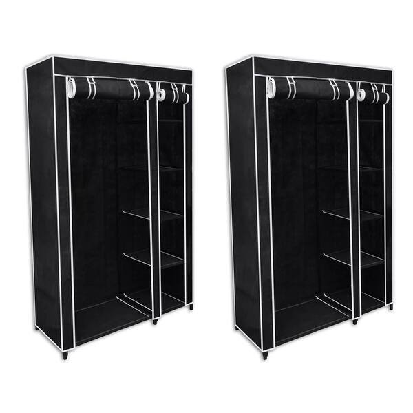 Shop Vidaxl Fabric Wardrobes 2 Pcs Black Free Shipping Today