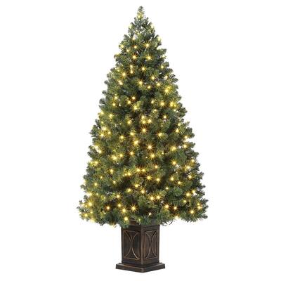 Potted Xmas Tree with Red Berries and Pine Cones, Christmas Decoration