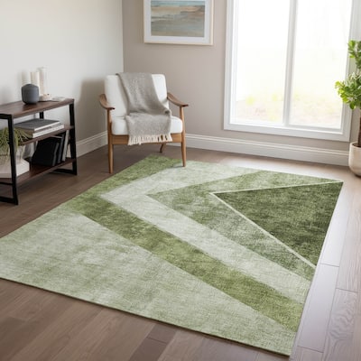 Machine Washable Indoor/ Outdoor Chantille Modern Geometric Rug