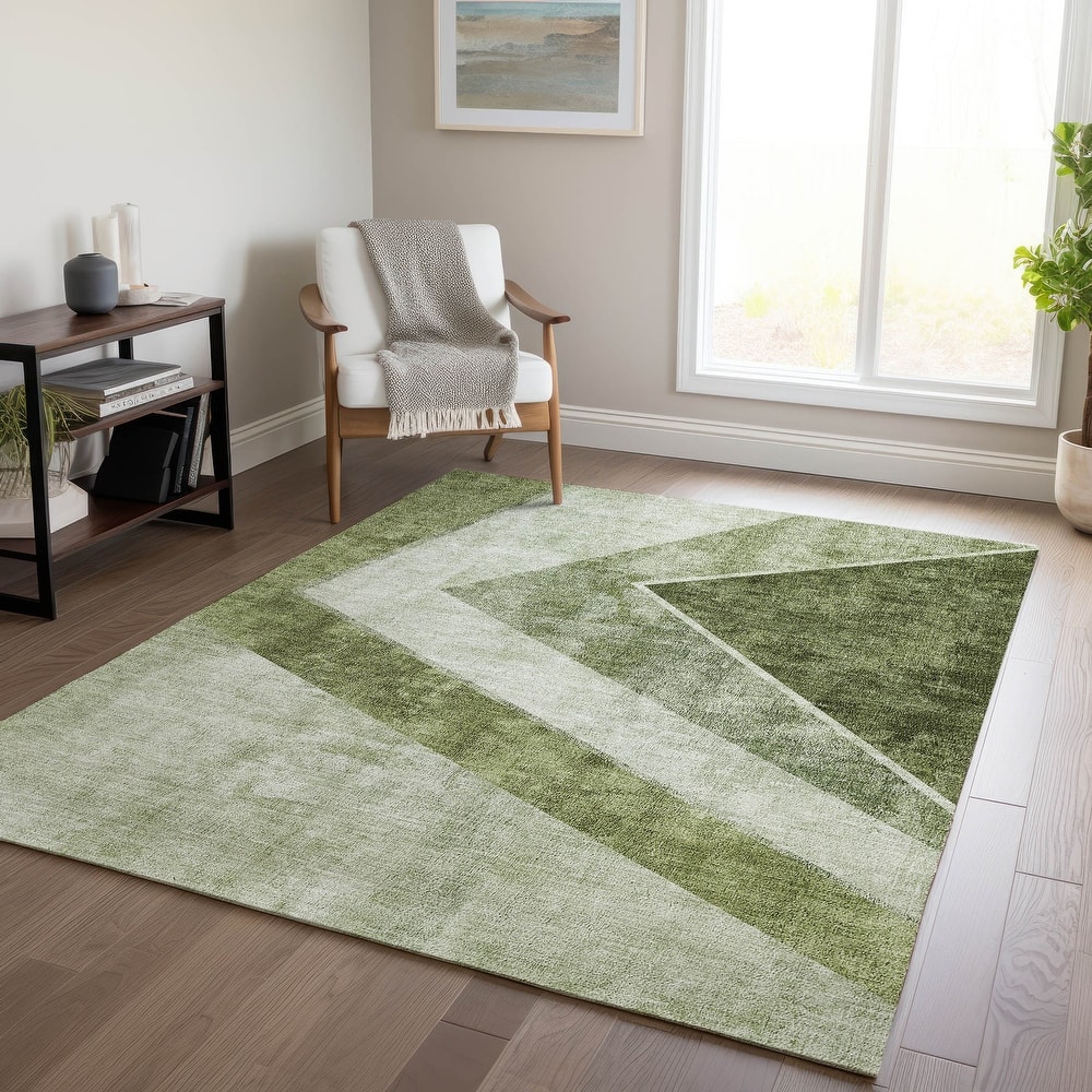Machine Washable Indoor/ Outdoor Chantille Modern Geometric Rug