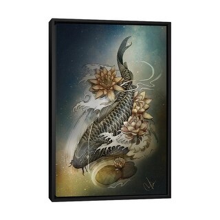 iCanvas "Koi And Lotus" by Marine Loup Framed Canvas Print - Bed Bath ...