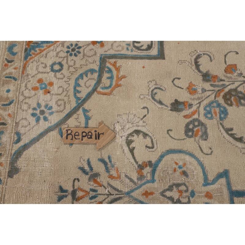 Distressed Tabriz Persian Vintage Area Rug Handmade Wool Carpet - 9'2" x 12'10"