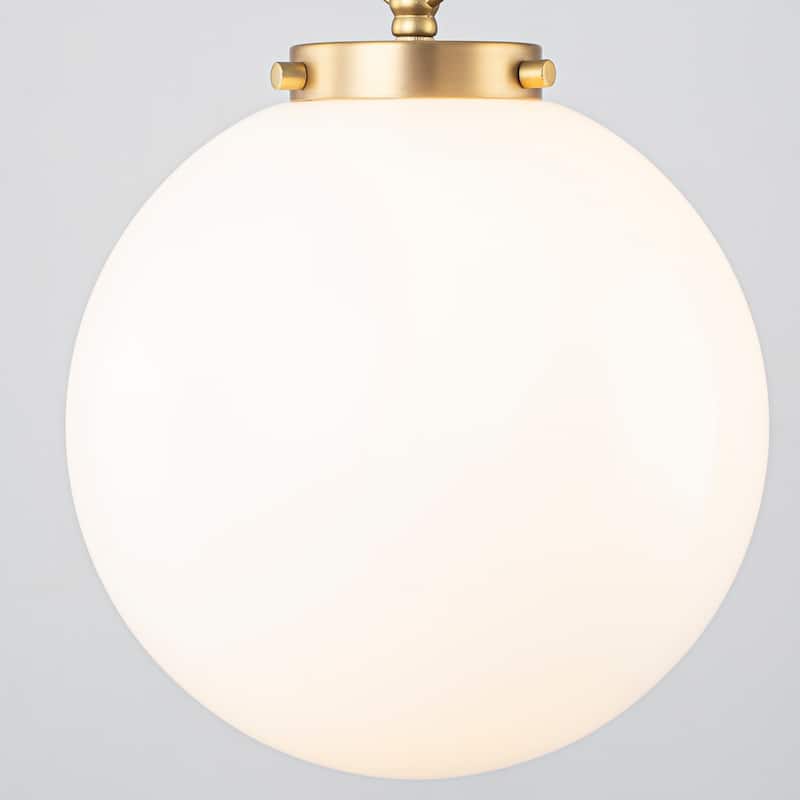 9.8" W 1-Light Modern Opal Glass Globe Pendant Light for Kitchen Island or Bedroom - 9.8 in. W x 15.7 in. H x 9.8 in. D