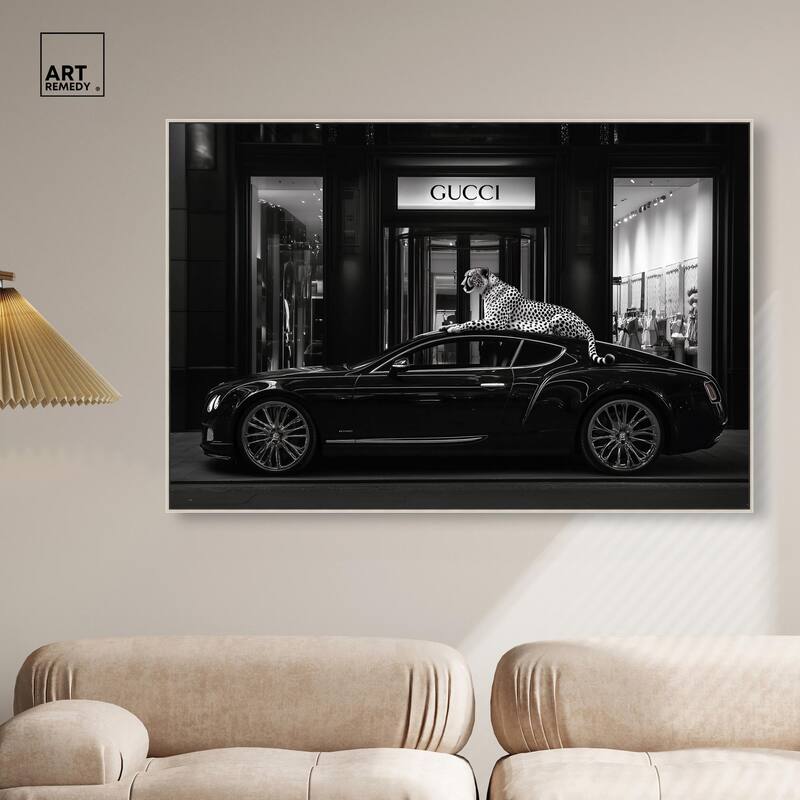Cheetah and Sports Car Store Canvas by Art Remedy