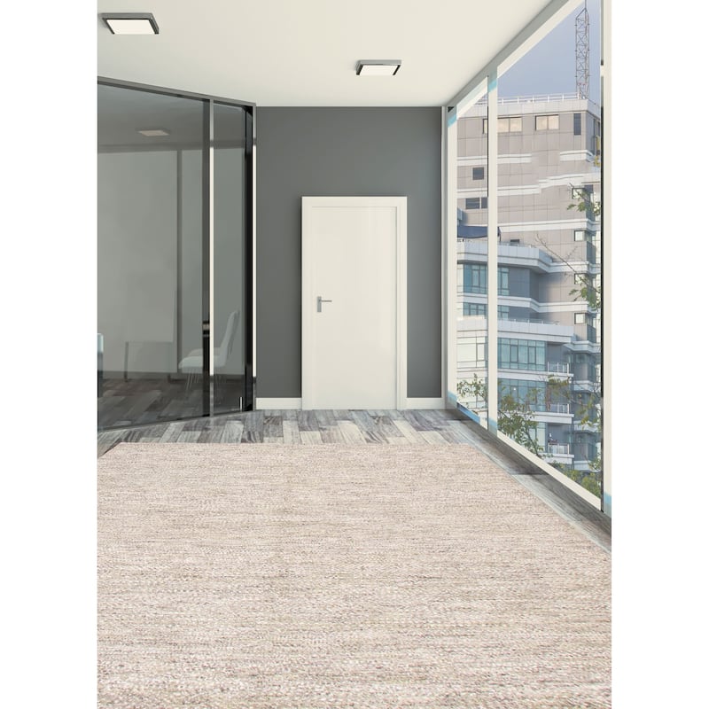 ECARPETGALLERY Hand-knotted Silk Shadow Light Green Wool Rug - 7'11 x 10'5