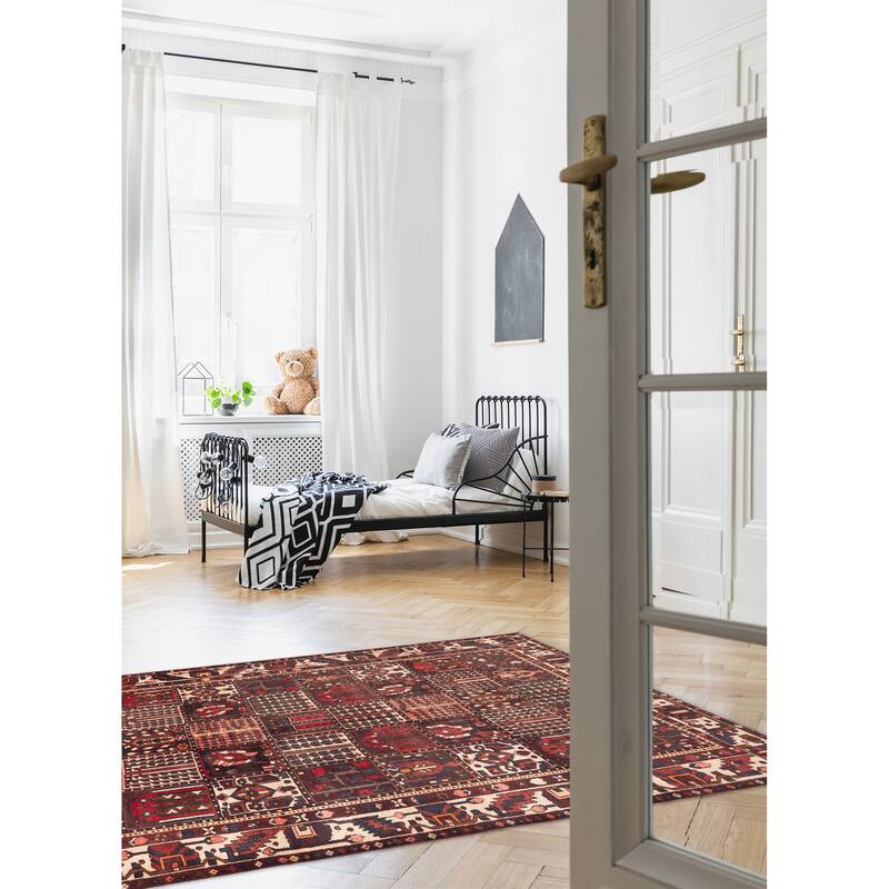 ECARPETGALLERY Hand-knotted Kayseri Vintage Dark Red Wool Rug - 6'8 x 10'3
