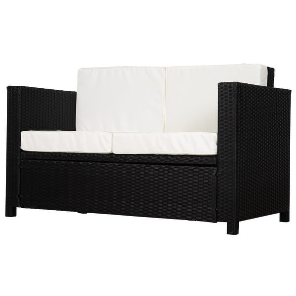 Outsunny Pe Rattan Wicker 2 Seater Sofa Loveseat Padded Outsunny Pe Rattan Wicker 2 Seater