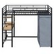 preview thumbnail 50 of 77, Twin/Full Size Loft Bed with Bulit-in Desk and LED Light, Metal Loft Bedframe with Wardrobe, Storage Shelves and Power Outlet