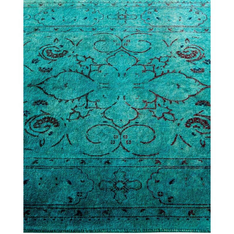 Overton Hand Knotted Wool Vintage Inspired Modern Contemporary Overdyed Blue Area Rug - 3' 1" x 5' 4"