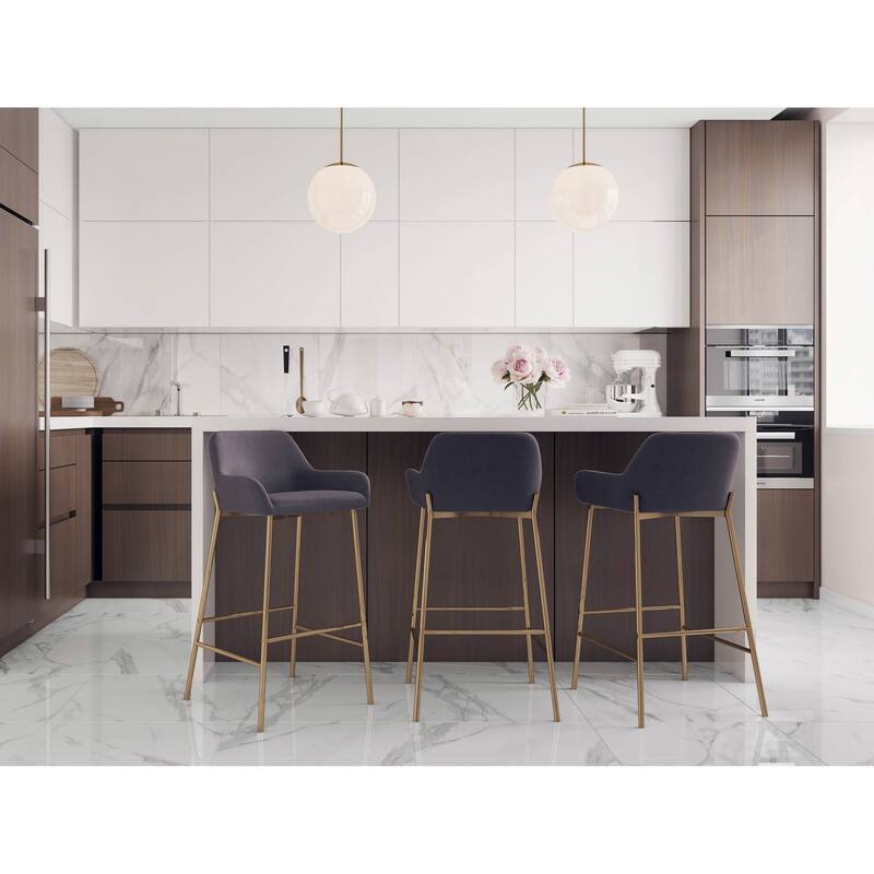 Silver Orchid Galotti Gold Fixed-Height Upholstered Bar Stool - Set of 2