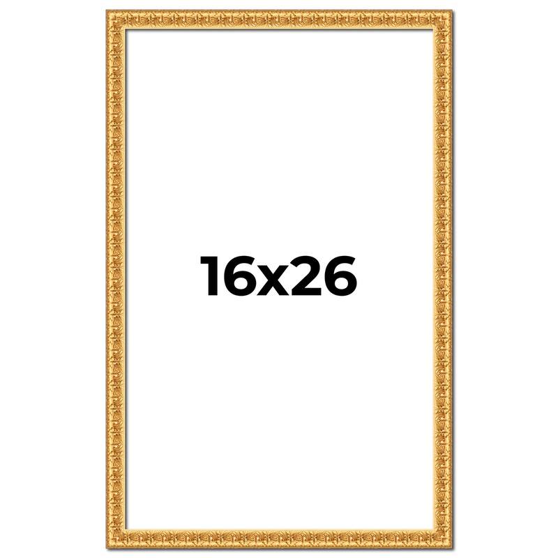 16x26 Frame Gold Real Wood Picture Frame Width 1 inches | Interior