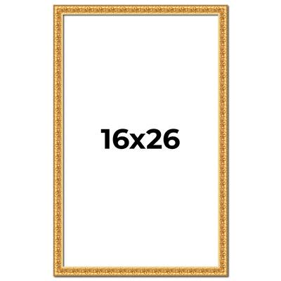 16x26 Frame Gold Real Wood Picture Frame Width 1 inches | Interior