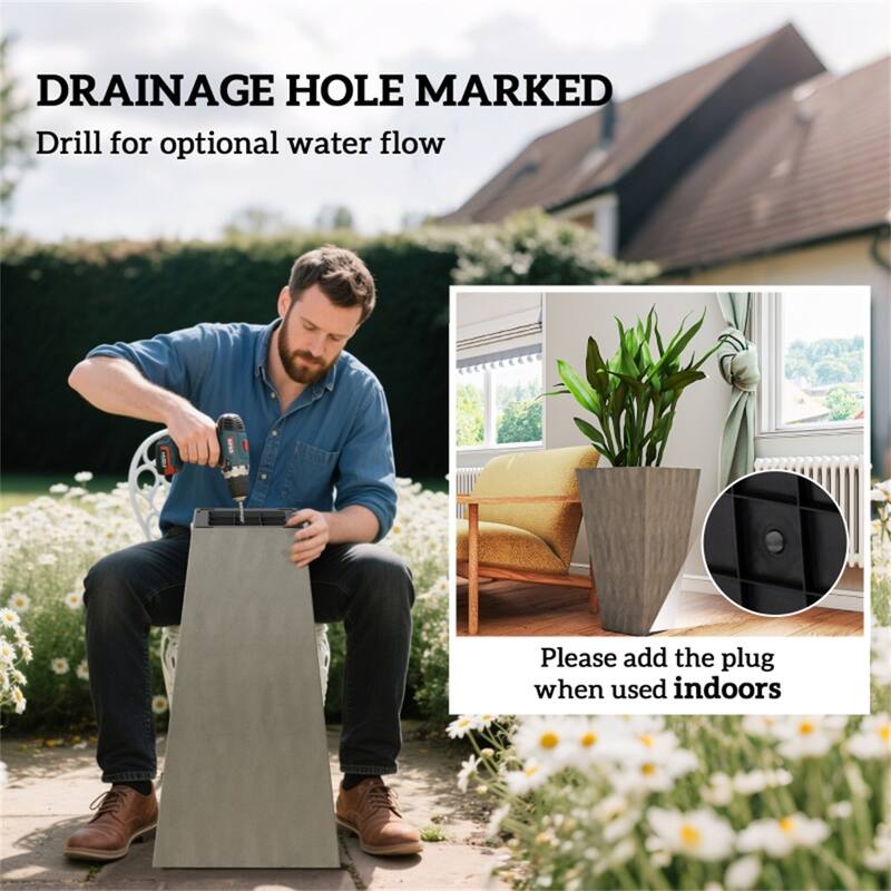 Square Garden Bed Planter for Herbs, Flowers, and Vegetables - 15.75" L x 15.75" W x 28" H