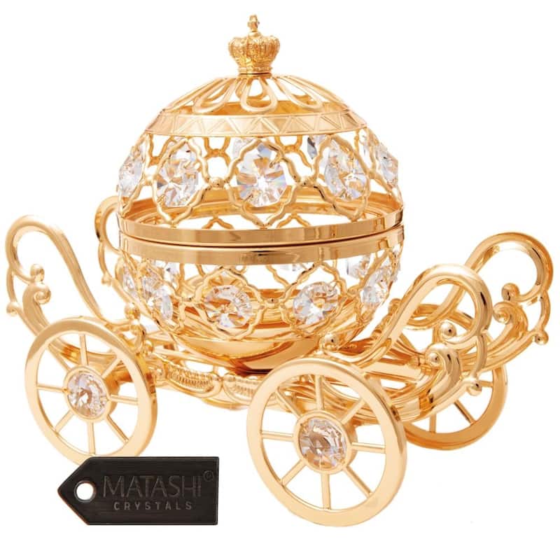 Goldplated Cinderella Inspired Pumpkin Coach Made with Genuine Matashi Crystals