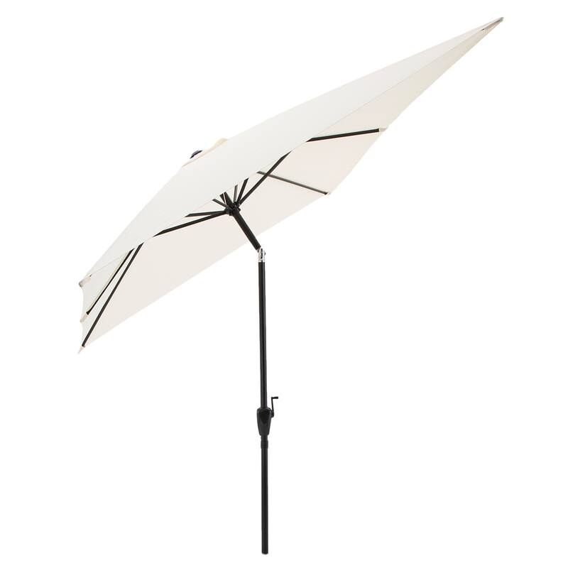 Rectangular Patio Umbrella - 10 Ft Easy Crank Sun Shade with Push Button Tilt by Pure Garden (Beige)