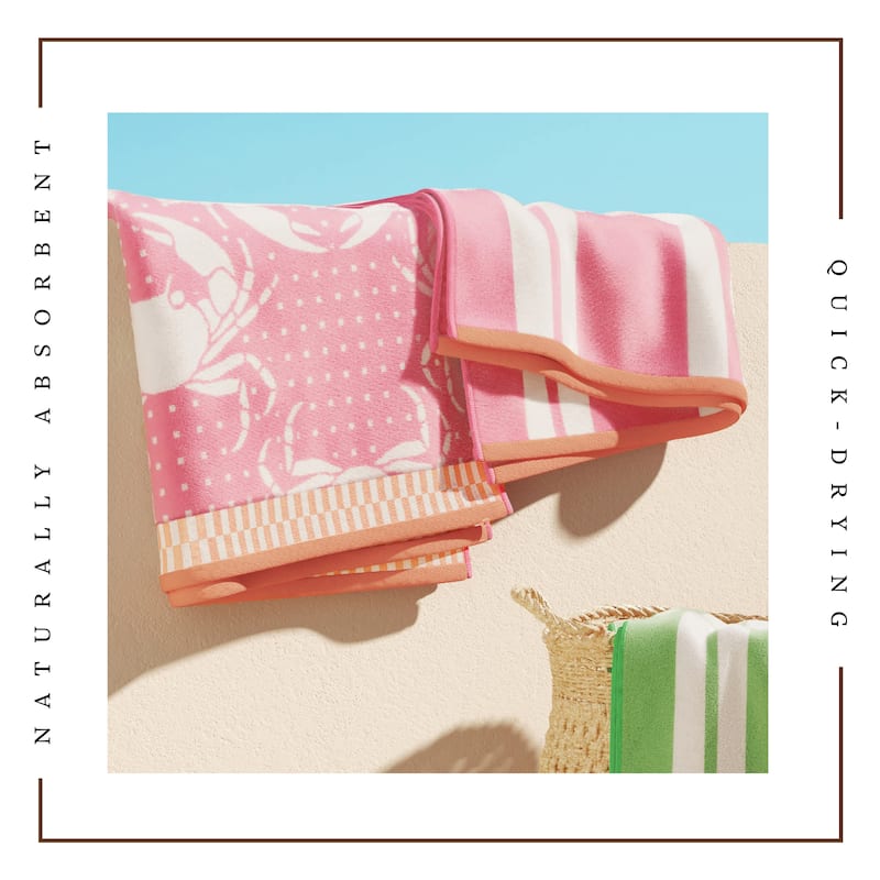 Linery & Co. 100% Cotton Jacquard 2 Pack Summer Beach Towels