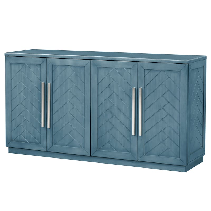 Sideboard Buffet Cabinet with 4 Doors and Shelves and Silver Handles