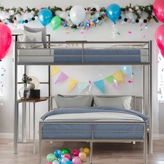Versatile Use Twin Over Full Metal Bunk Bed with Desk