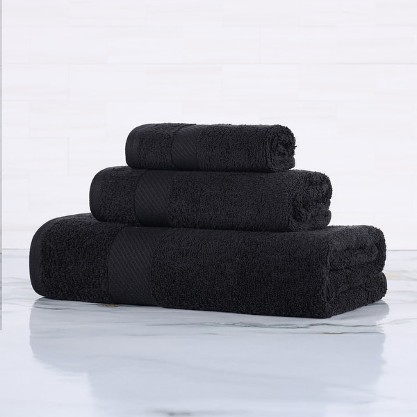 Luxury Egyptian Cotton Solid 3 Piece Bath Towel Set by Superior - Black