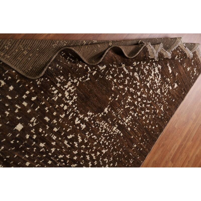 Hand Knotted Oriental 100% Wool Carpet Tribal Tribal Brown Moroccan Area Rug - 8' 2'' X 5' 8''