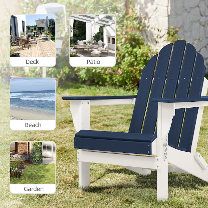 Aoodor HDPE Folding Adirondack Chair - 21.6"W x 32.3"D x 37"H