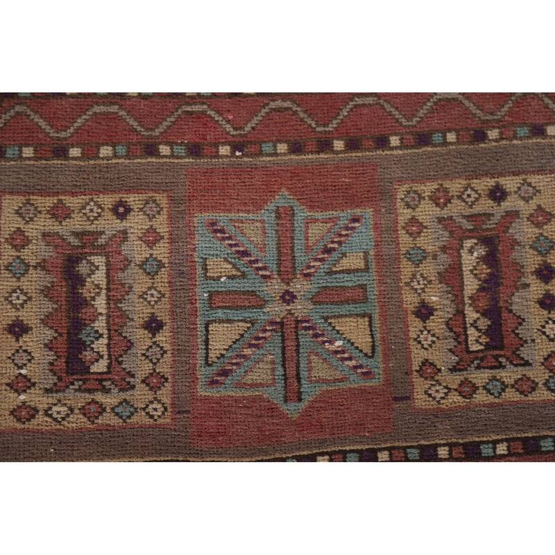 Hand Knotted Oriental 100% Wool Carpet Traditional Tribal Brown Ardebil Runner Rug - 10' 3'' X 4' 3''
