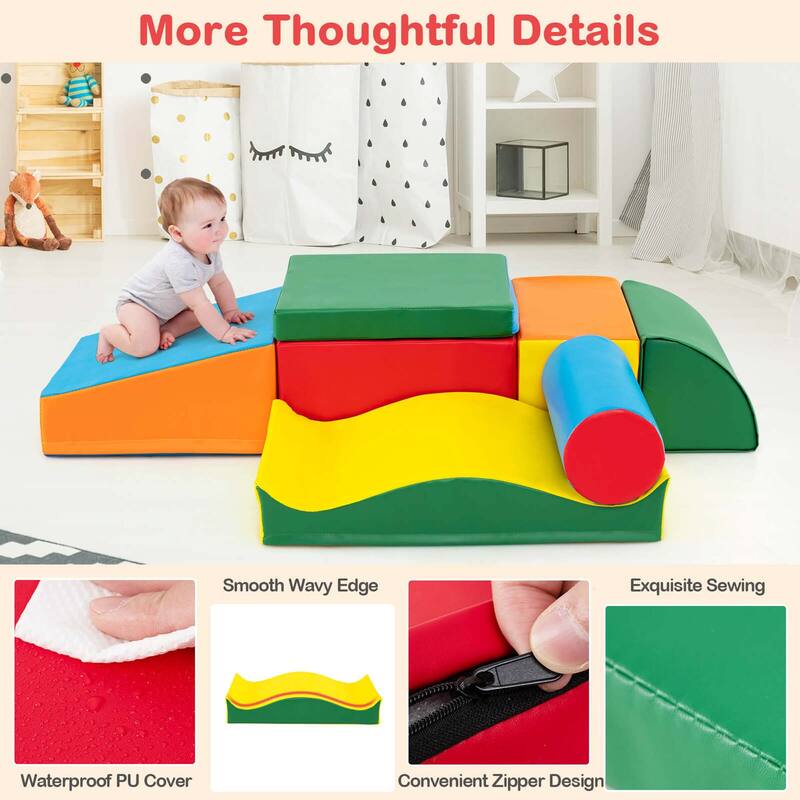 7 PCS Soft Play Blocks Adventure Ready Foam Climber Set - Multi-Color