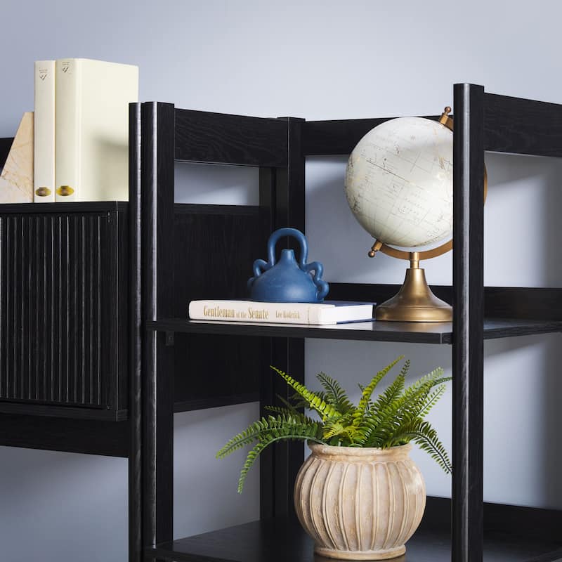 Walker Edison Hutch Desk with Narrow Bookcase