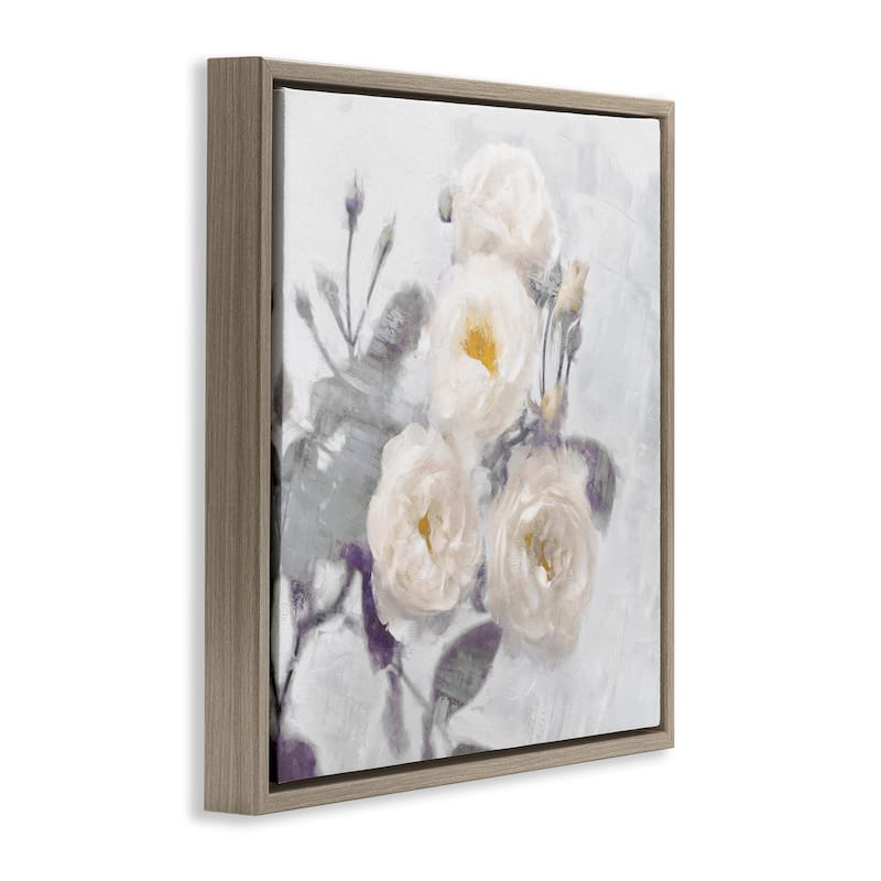 Stupell Bundle of White Blooms Framed Floater Canvas Wall Art Design By Emily Ford