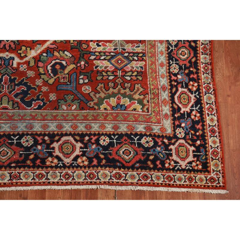 Hand Knotted Oriental 100% Wool Carpet Traditional Floral Oranges & Rust Mahal Area Rug - 10' 6'' X 7' 0''