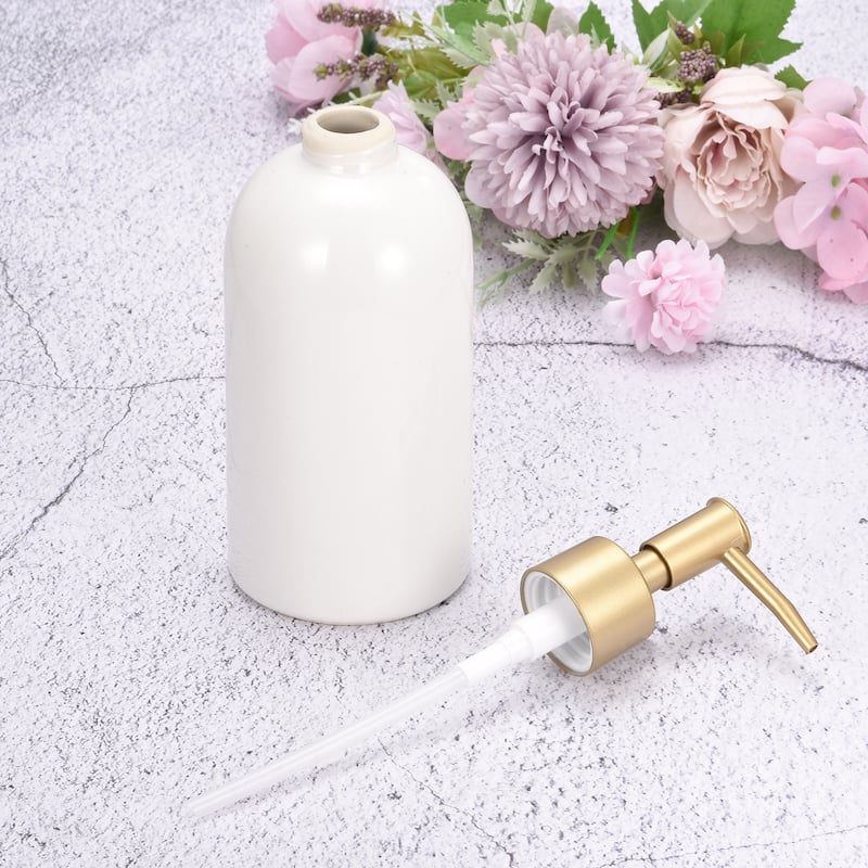 Soap Dispenser-14Oz Ceramic Dish Hand Soap Dispenser with Stainless Steel Pump for Kitchen Bathroom