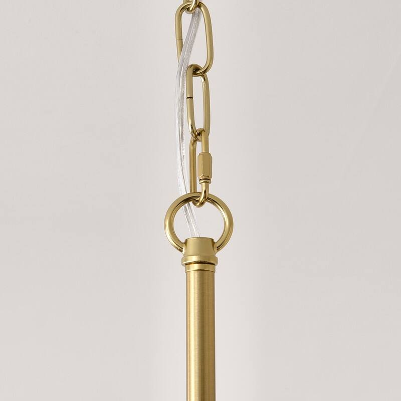 Adjustable Brass Chandelier Modern Mid-Century Pendant Light with Glass Shades for Dining Room Kitchen Island